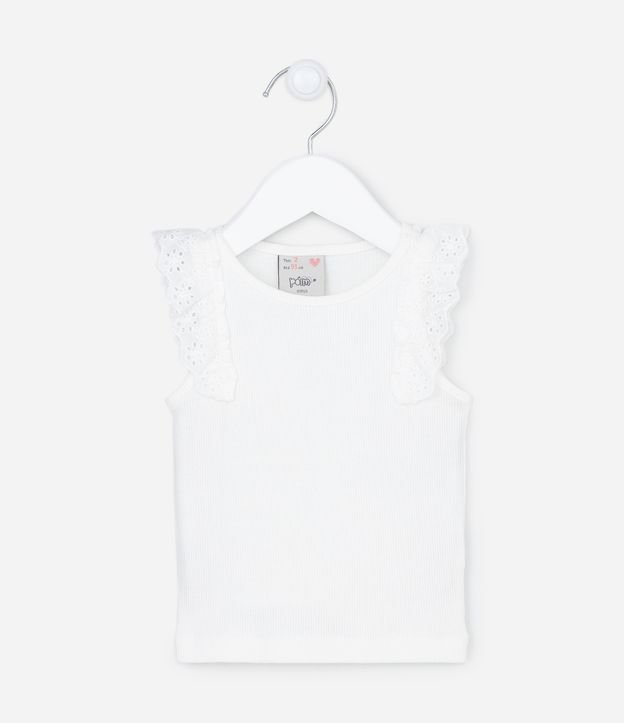 Blusa Regata Infantil com Babadinho Frontal e Textura Canelada - Tam 1 a 5 Anos