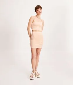 Saia Curta em Cotton com Elástico no Cós