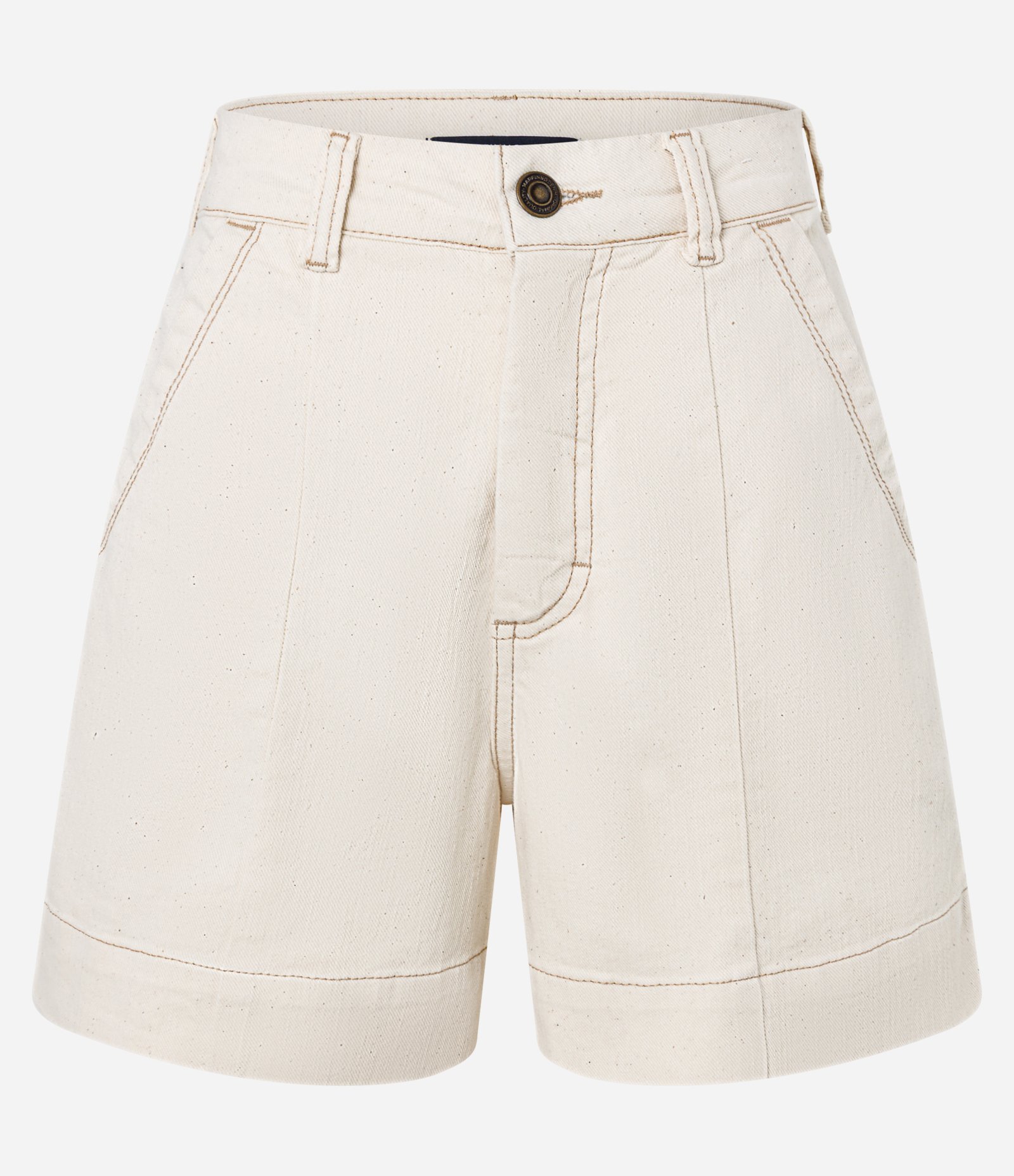 Short Cintura Alta em Sarja com Costura Aparente Off White 5