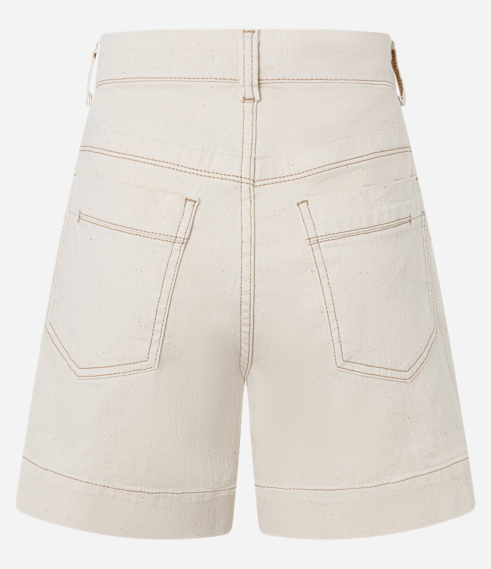 Short Cintura Alta em Sarja com Costura Aparente Off White 6