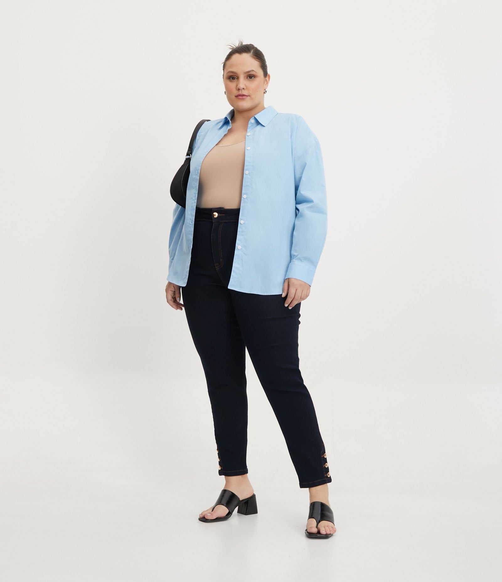 Blusa Regata em Poliamida com Alças Largas Curve & Plus Size Bege 2