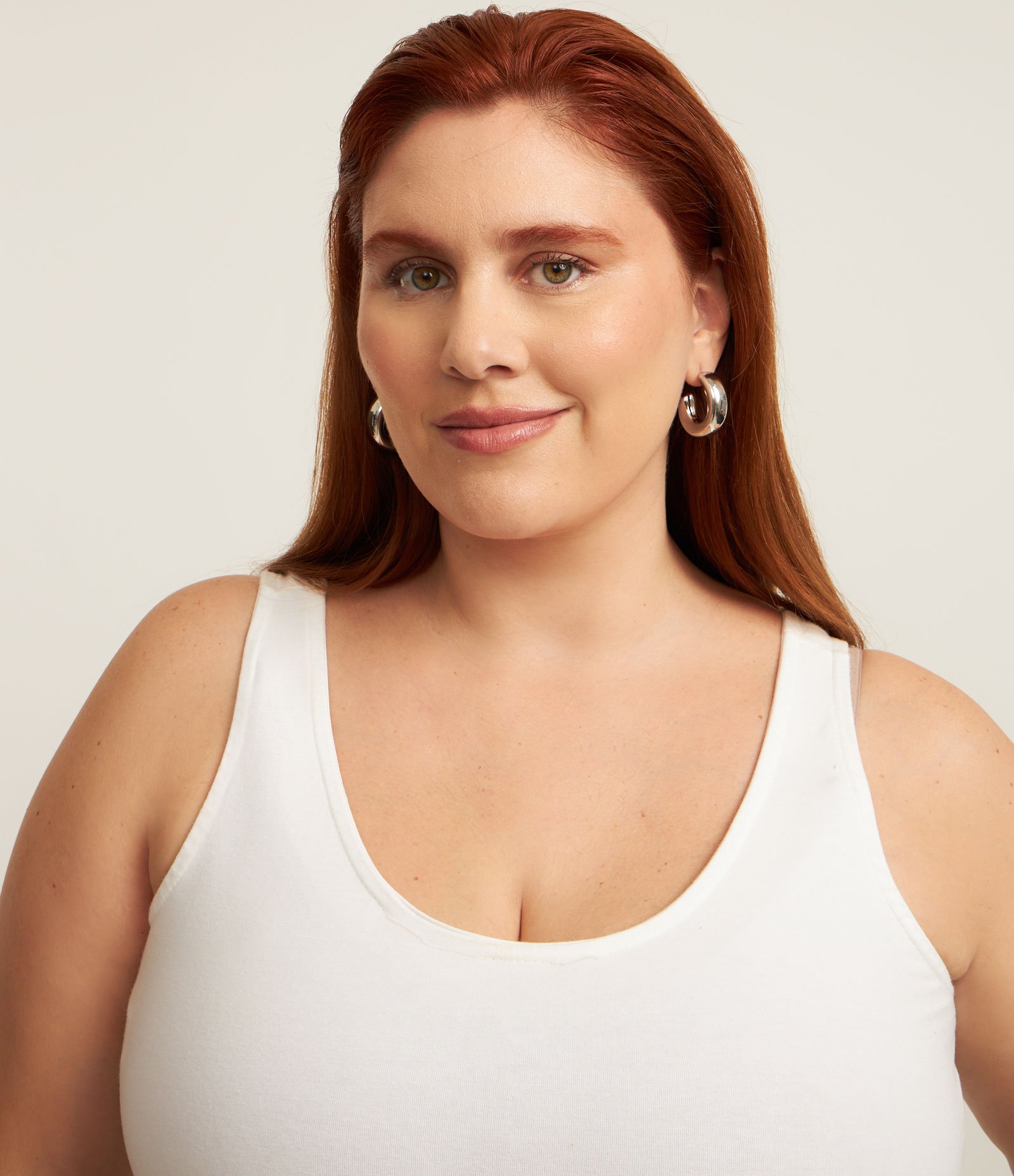 Blusa Regata em Poliamida com Alças Largas Curve & Plus Size Off White 2