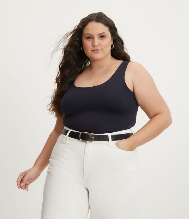 Blusa Regata em Poliamida com Alça Larga Curve & Plus Size Preto 1