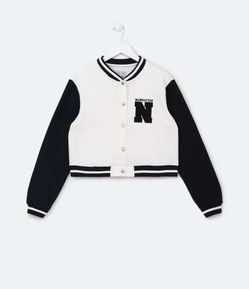 Jaqueta Bomber Infantil com Mangas Contrastantes - Tam 5 a 14 anos