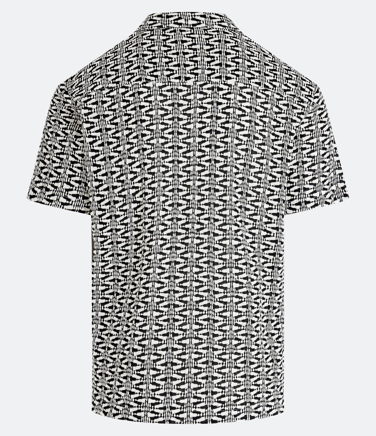 Camisa Boxy em Jacquard com Textura Geométrica Preto/ Branco 9
