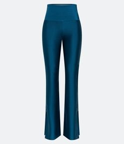 Calça Flare Esportiva em Poliamida com Fenda na Lateral