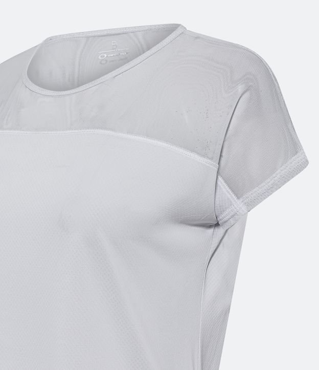 Camiseta Esportiva em Poliamida com Recorte em Tule na Parte Superior Branco 6