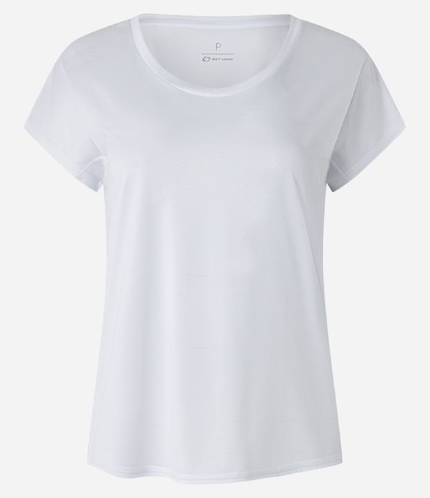 Camiseta Esportiva em Microfibra com Manga Curta Branco 6