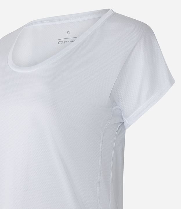 Camiseta Esportiva em Microfibra com Manga Curta Branco 7