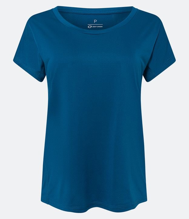Camiseta Esportiva em Microfibra com Manga Curta Azul 5