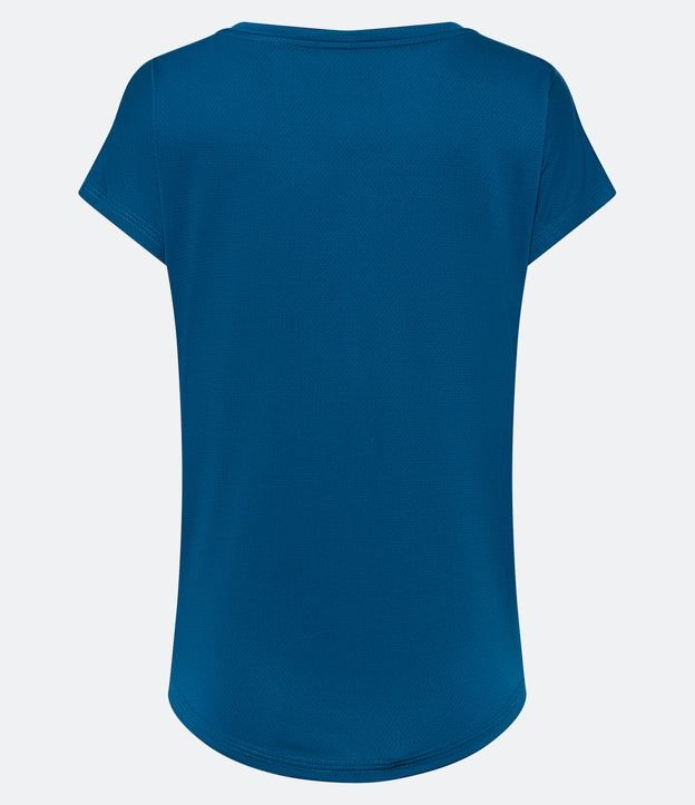 Camiseta Esportiva em Microfibra com Manga Curta Azul 7