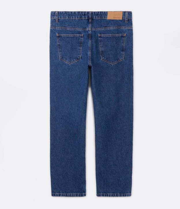 Calça Reta Jeans com Bolsos Azul Médio 7