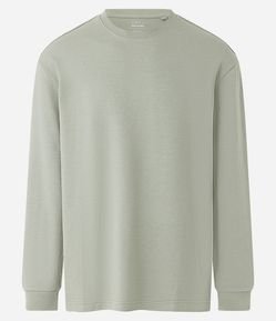 Camiseta Relaxed em Meia Malha com Textura e Manga Longa