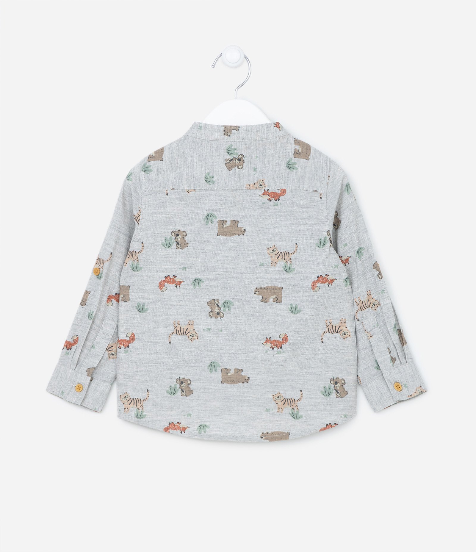 Camisa Infantil em Algodão com Estampa Bichinhos - Tam 1 a 5 anos Cinza 2