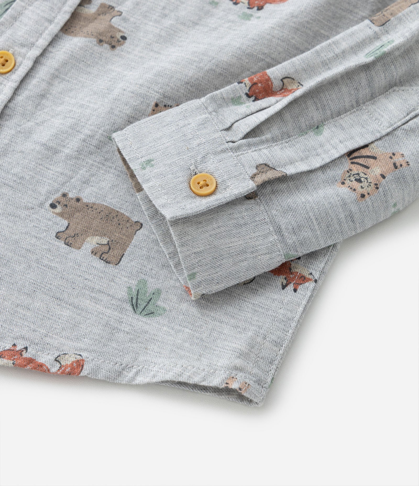 Camisa Infantil em Algodão com Estampa Bichinhos - Tam 1 a 5 anos Cinza 4