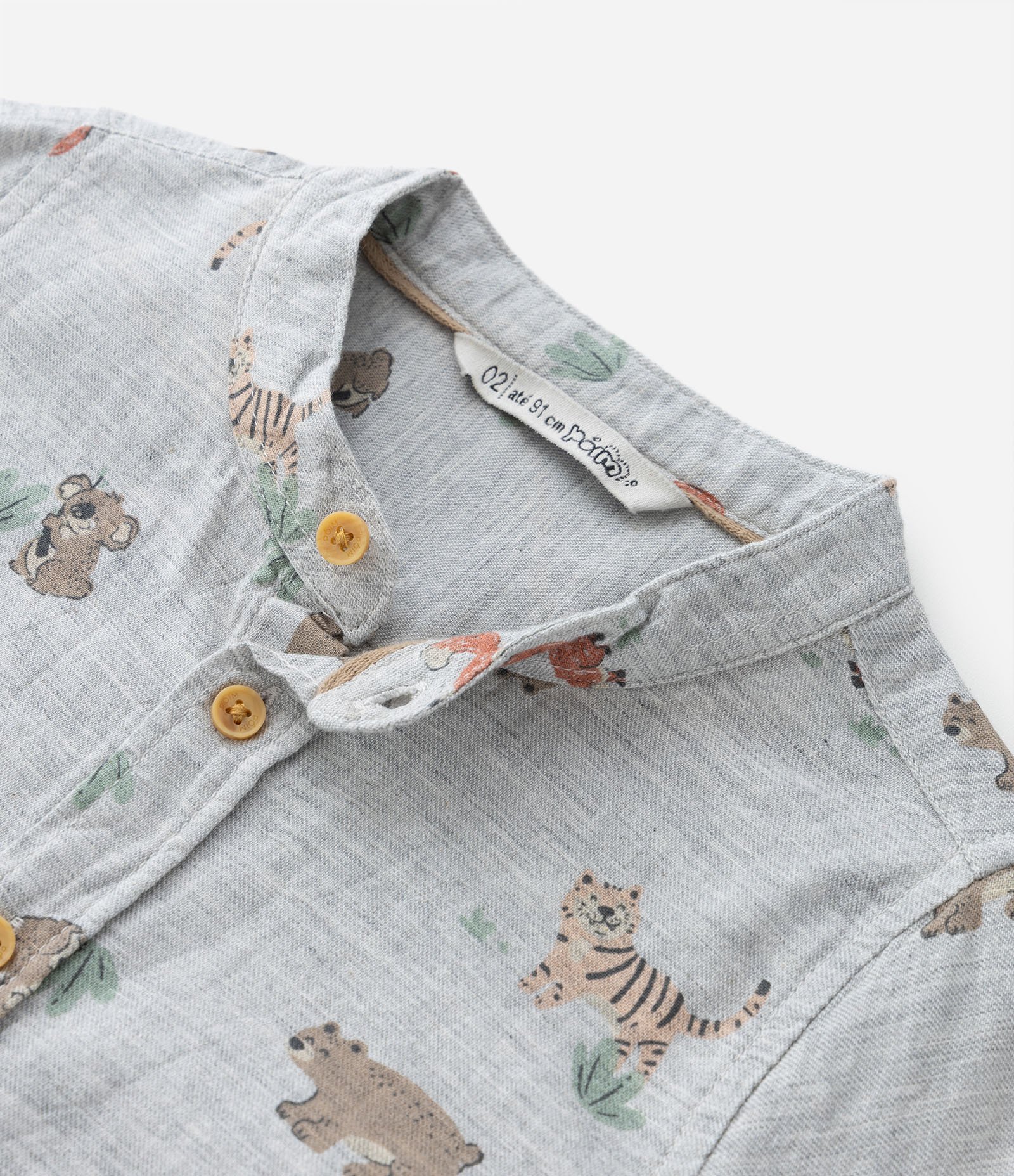 Camisa Infantil em Algodão com Estampa Bichinhos - Tam 1 a 5 anos Cinza 5