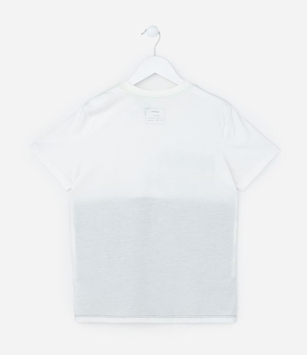 Camiseta Infantil com Recorte Bloco de Cor e Estampa Nasa - Tam 7 a 14 Anos