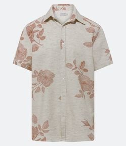 Camisa Regular em Tricoline com Bordado Floral