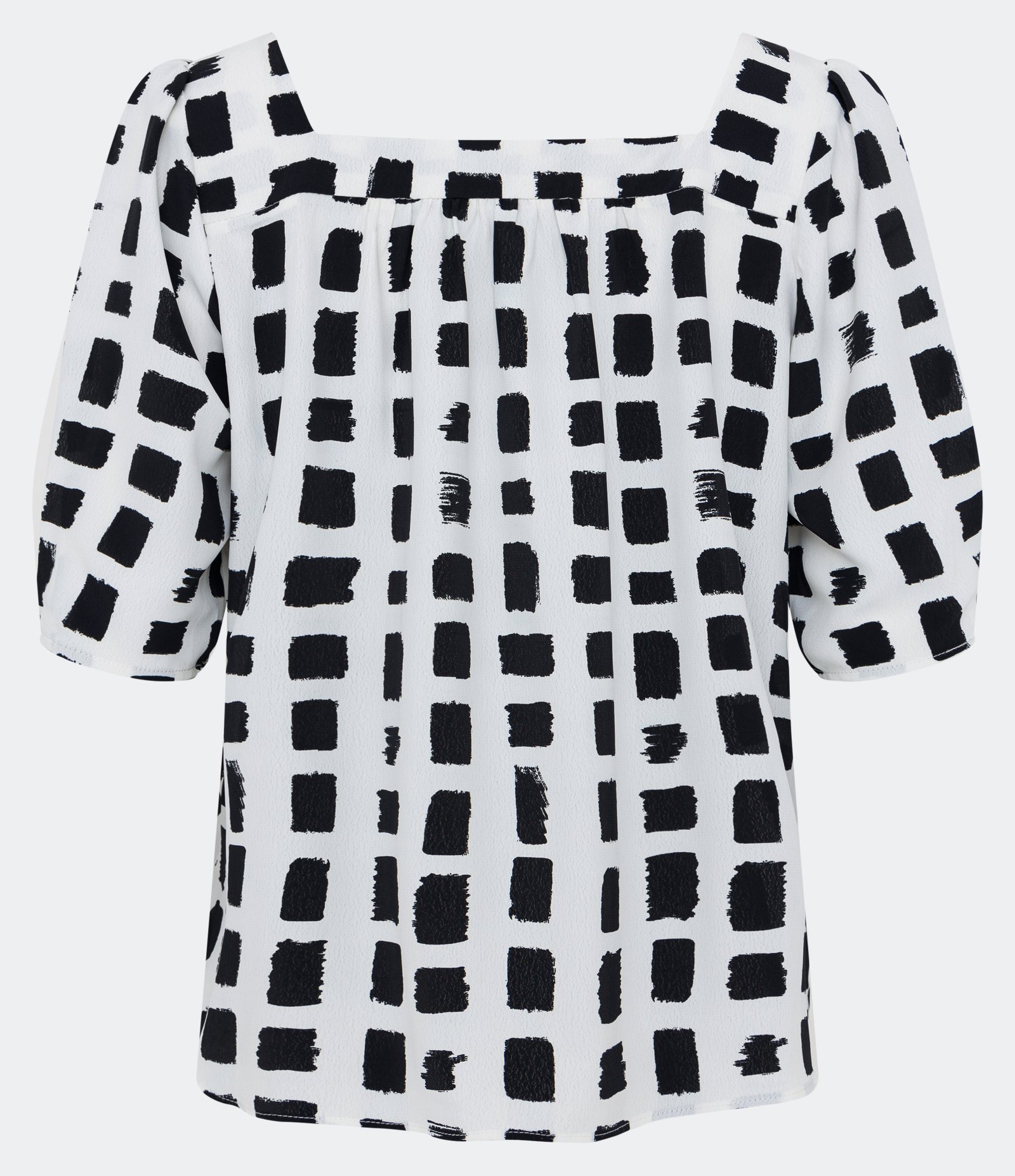 Blusa em Crepe com Decote Quadrado e Estampado Geométrico Off White 2