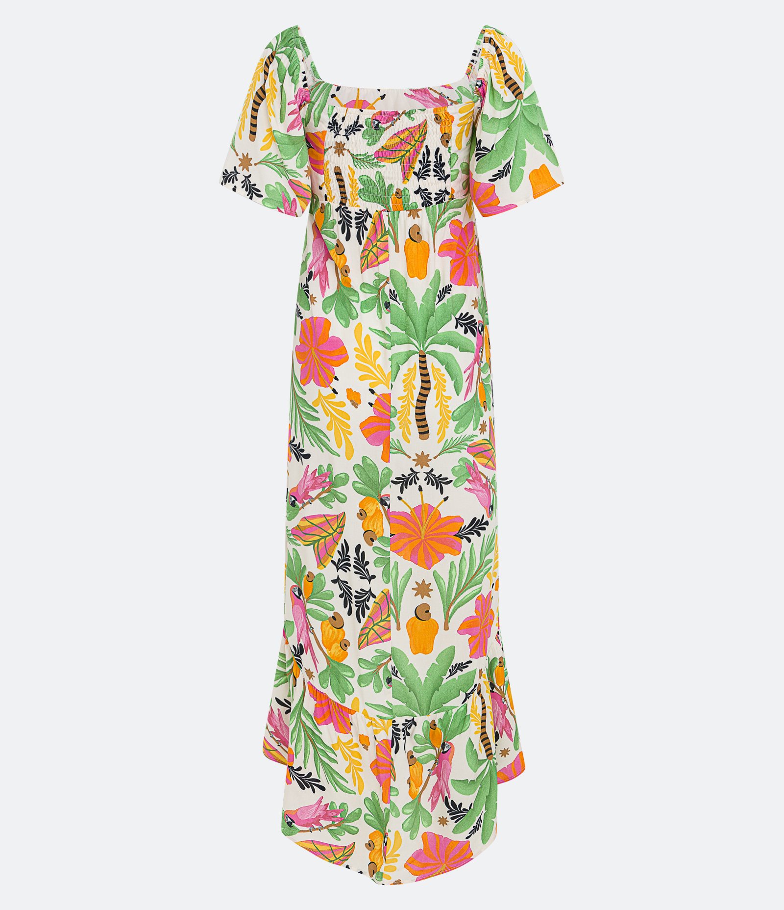 Vestido New Midi em Viscose com Estampa Tropical Multicores 6