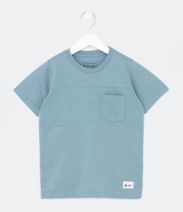 Camiseta Básica Infantil com Bolsinho e Recorte - Tam 5 a 14 Anos