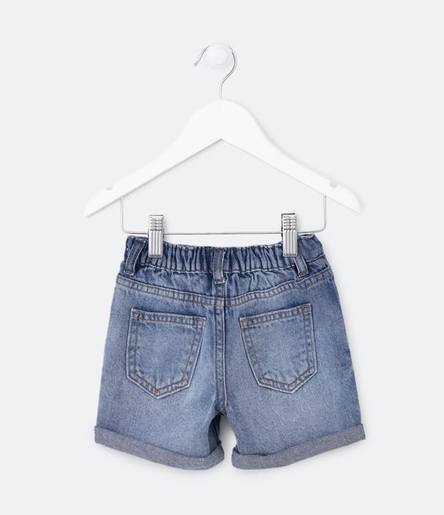 Bermuda Infantil Jeans com Barrinha Dobrada - Tam 1 a 5 anos Azul 2
