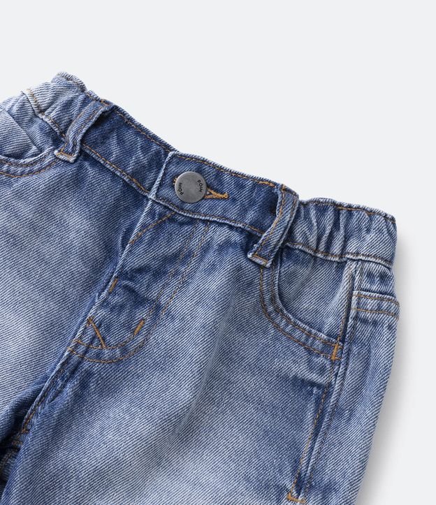 Bermuda Infantil Jeans com Barrinha Dobrada - Tam 1 a 5 anos Azul 5