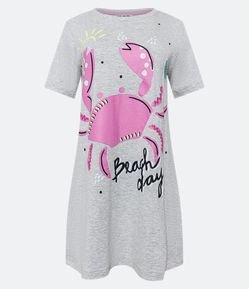 Camisola Curta em Viscolycra com Estampa Caranguejo Beach Day