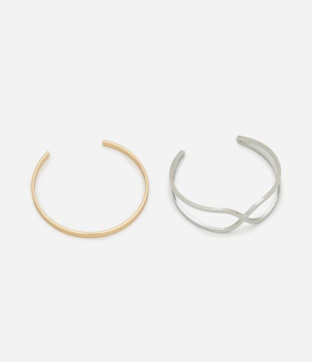 Kit 02 Pulseiras Bracelete em Metal com Diferentes Designs
