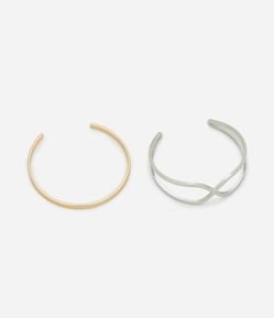 Kit 02 Pulseiras Bracelete em Metal com Diferentes Designs