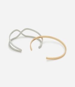 Kit 02 Pulseiras Bracelete em Metal com Diferentes Designs