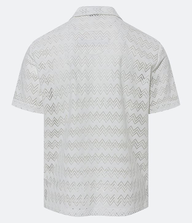 Camisa Boxy em Renda com Textura Vazada Off White 9