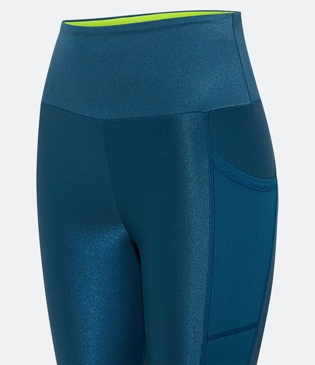 Calça Legging Esportiva em Poliamida com Bolso Lateral em Tule Azul 8