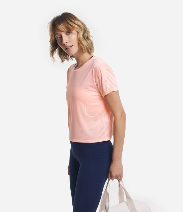Camiseta Esportiva em Poliamida com Mangas Curtas Rosa Claro 3
