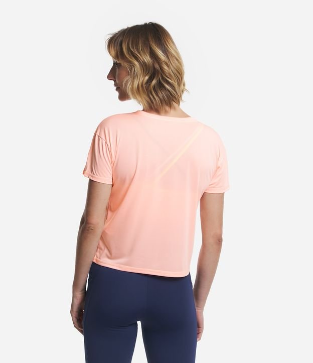 Camiseta Esportiva em Poliamida com Mangas Curtas Rosa Claro 4