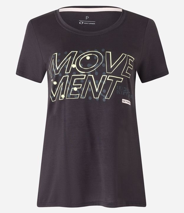 Camiseta Esportiva em Viscose com Lettering Movement Preto 5