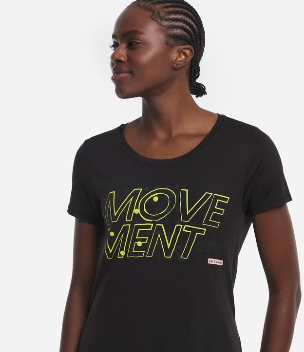 Camiseta Esportiva em Viscose com Lettering Movement Preto 4