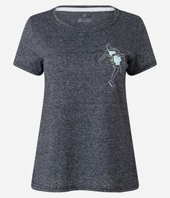 Camiseta Esportiva em Meia Malha com Estampa Fitness