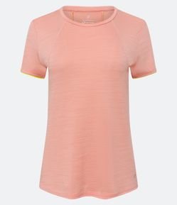 Camiseta Esportiva Manga Curta em Microfibra com Viés Contrastante