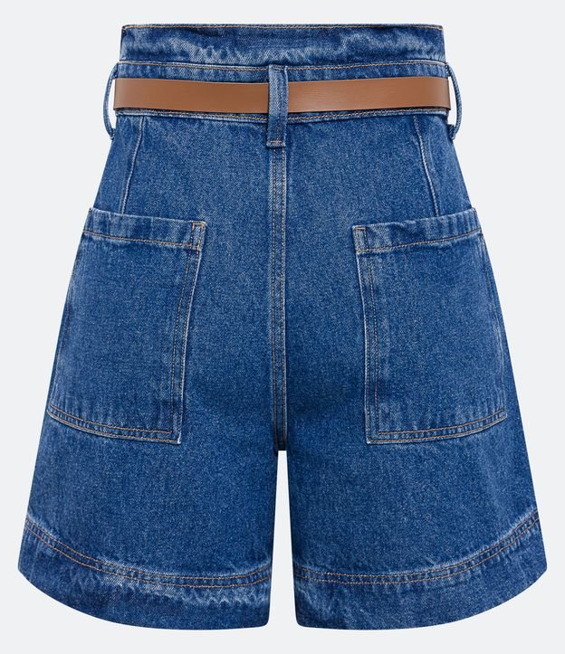 Short Mom Jeans con Cinturón Azul 6