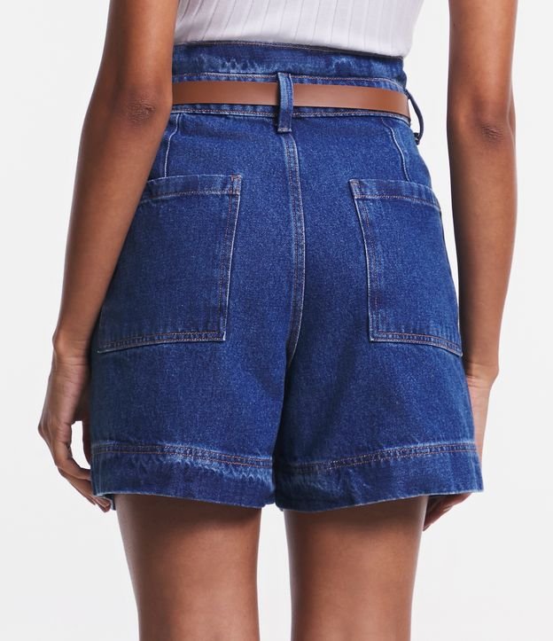 Short Mom Jeans con Cinturón Azul 3
