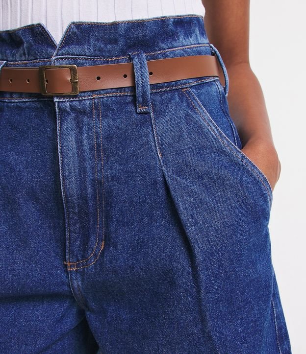Short Mom Jeans con Cinturón Azul 4