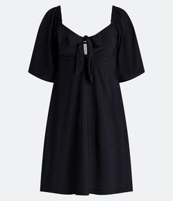 Vestidinho em Viscose com Manga Evasê com Busto com Nó