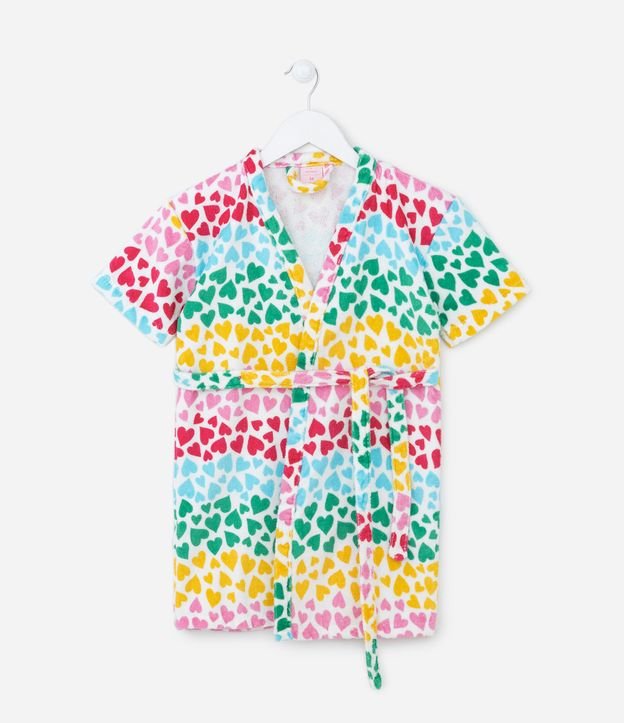 Roupao Atoalhada Estampado Infantil coração fullprint AEO_SS24_ROA_0018 UNICO