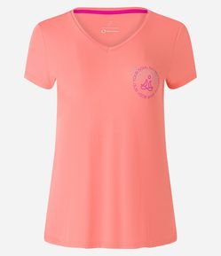 Camiseta Esportiva em Crepe com Estampa Lettering Circular no Peito