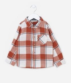 Camisa Infantil em Flanela Estampa Xadrez com Bolsinho - Tam 1 a 5 anos