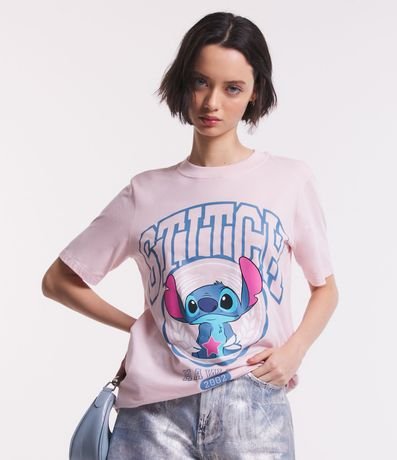 Camiseta Alongada em Meia Malha com Estampa Stitch Menor preço em Camiseta Alongada em Meia Malha com Estampa Stitch