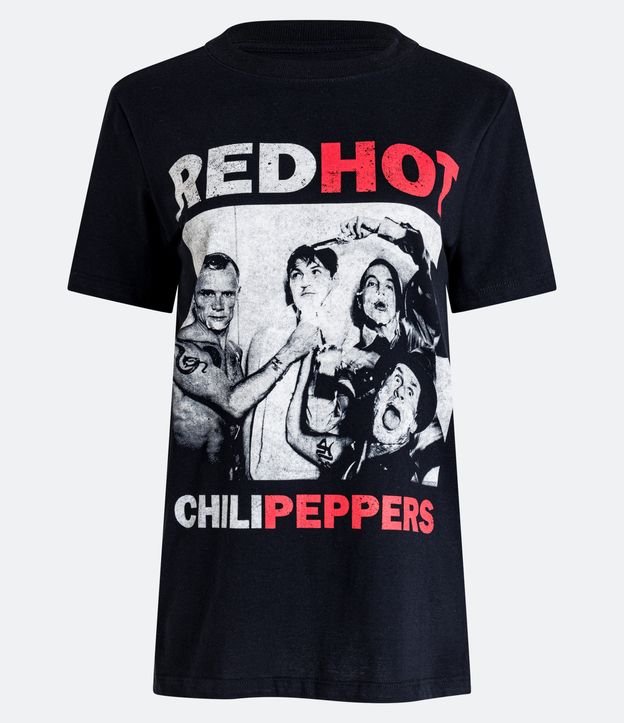 Camiseta Manga Curta em Meia Malha com Estampa Red Hot Chilli Peppers Preto 5