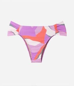 Biquíni Calcinha em Microfibra com Franzido e Estampa Abstrata Curve & Plus Size