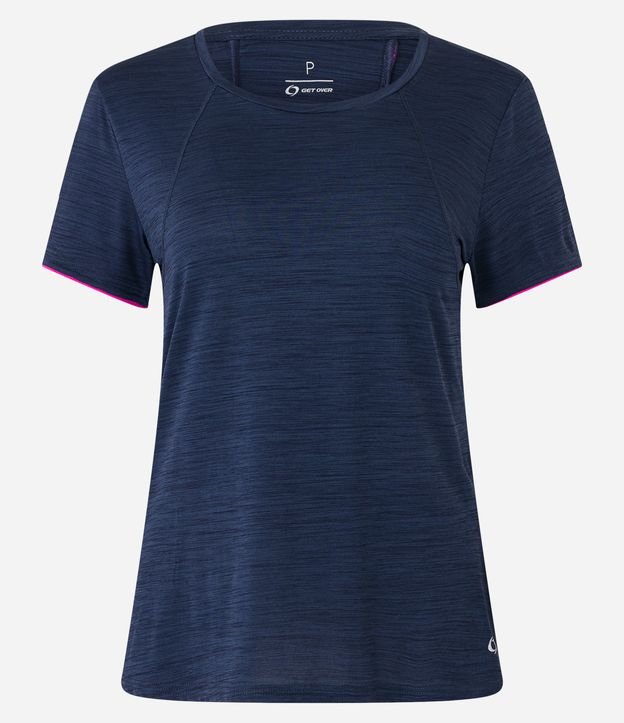 Camiseta Esportiva em Poliamida com Detalhes Contrastantes Azul Escuro 6